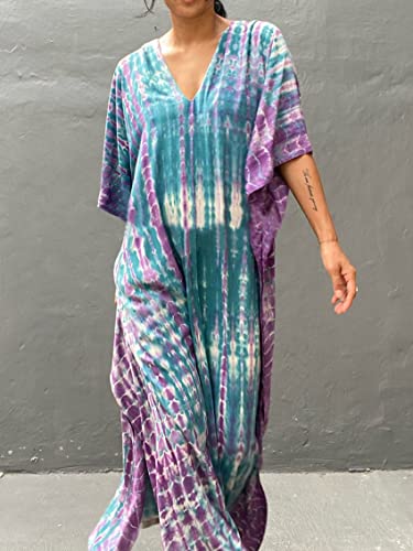 Image of Kaftan Dresses for Women Plus Size Summer Beach Dress with Print and Swim Cover Ups