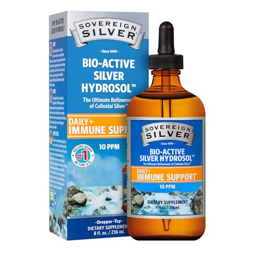 Image of Sovereign Silver Immune Support - Colloidal Silver, Bio-Active Silver Hydrosol, 10 ppm, Liquid Dropper, 8 Fl Oz, (236 mL)