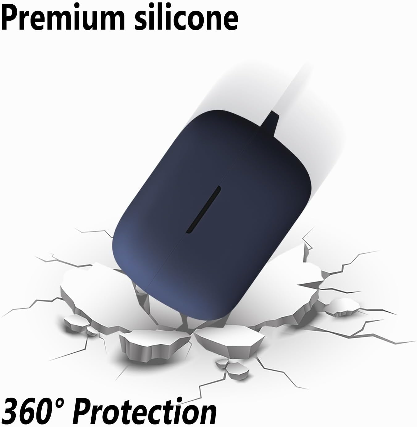 Geiomoo Silicone Case for Anker Soundcore C50i, Soft Flexible Scratch Resistant Protective Cover with Carabiner (Navy Blue) - Image 4