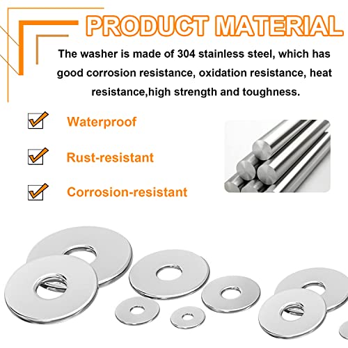 Seept 320Pcs Pop Rivet Washers For Blind Rivets Diameter 1/8",5/32",3/16" Backup 304 Stainless Steel Pop Rivet Washer Assortment Kit #TOP2