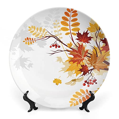 asbwuo Platos de cerámica decorativos de otoño, hojas desteñidas con temática otoñal, 20 cm, platos decorativos para el hogar, multicolor