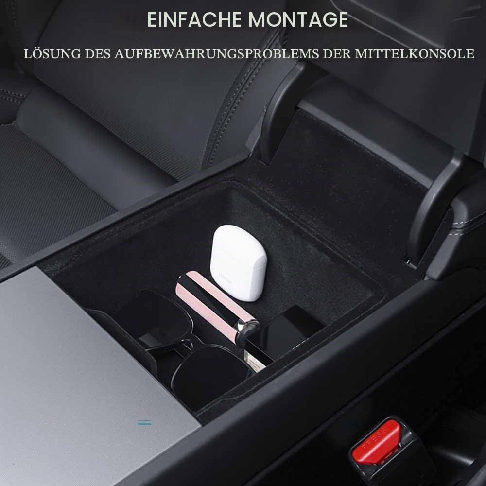 NEWFUN 4 Pcs Zubehör für Tesla Model Y 2021-2024 und Model 3 2021-2023, Mittelkonsole Organizer Armlehne Aufbewahrungsbox Armlehne Versteckte Aufbewahrungsbox Mittelkonsolen Getränkehalter