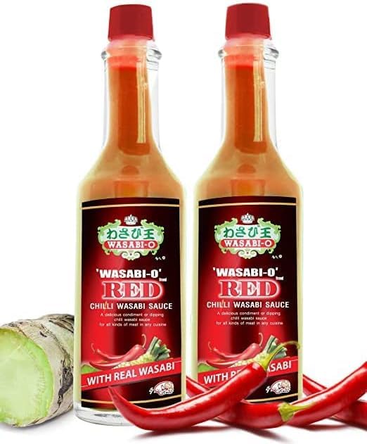 Wasabi-O, Salsa piccante Wasabi al peperoncino rosso o salsa wasabi rossa 55 g (2 once) utilizza vero wasabi - Immersione con sushi, salmone, frutti di mare, bistecca e hamburger