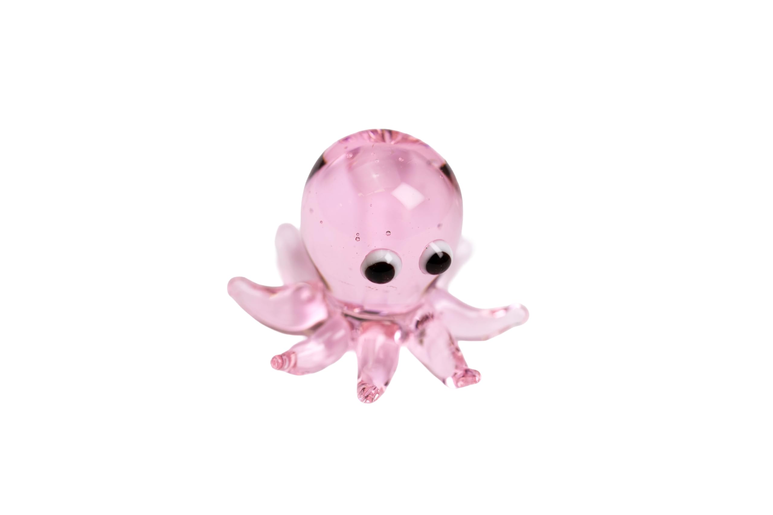 Redchocol8 Pink Redchocol8® Miniature Glass Octopus Figurine Handmade Animal Ornament Collectable Gift