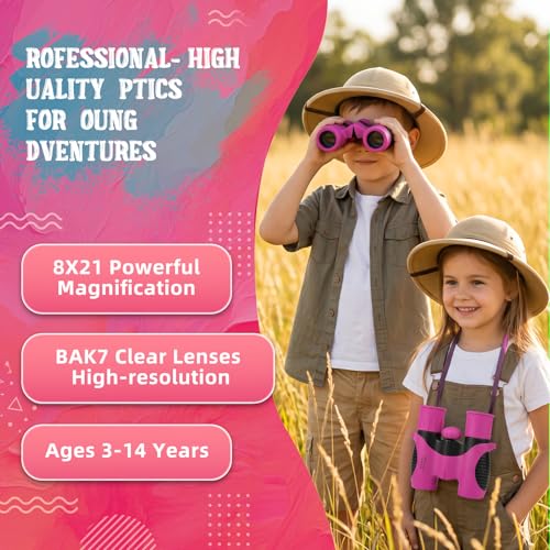 Binoculares compactos 8x21 para niños color rosa miniatura 2