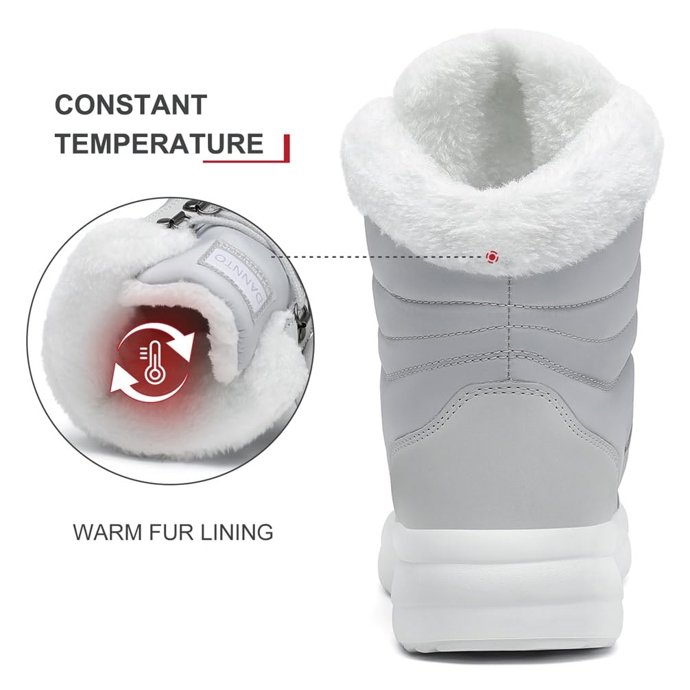 Dannto Stivali da Neve Donna Inverno Scarpe Outdoor Antiscivolo Pelliccia Invernali Stringate