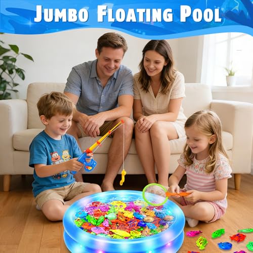 CozyBomB™ Magnetic Fishing Toys Game Set for Kids | Water Table Bathtub Kiddie Pool Party Pole Rod Net, Outdoor Plastic Floating Fish, Toddler Bath Color Ocean Sea Animals Birthday Gift Age 3-5 6 4-8 — view 6