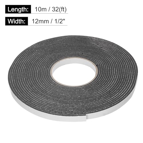 Image of uxcell 1pcs Rolls Double Sided Foam Tape Removeable Foam Sponge Mounting Tape Strong Adhesive Tape Strips(Black, 32ft x 1 /2 inch x 1 /8 inch) for Home Paint Wall Hanging Poster Decor