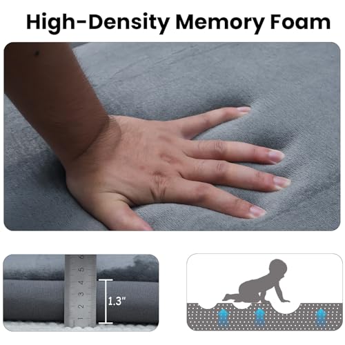 Baby Play Mat - 1.3" Thick Tummy Time Mat, Coral Velvet Nursery Rug with Non-Slip Backing, 50''x50''