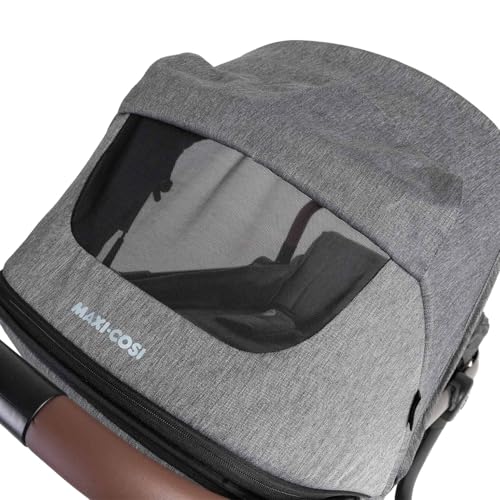 Image of Maxi-Cosi Eva Lightweight Baby Stroller,0-4 Years, Automatic One-Hand Fold, Flat Recline,Carry Strap,Puncture-Proof Wheels,5-Point Harness,Mosquito Net,Bumper Bar, Compact &Travel-Friendly Pram- Grey