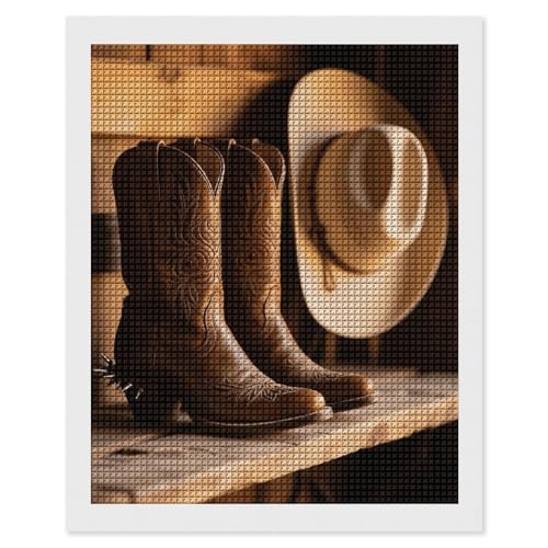 Kit de peinture diamant 5D bottes de cowboy pour adultes maccbn