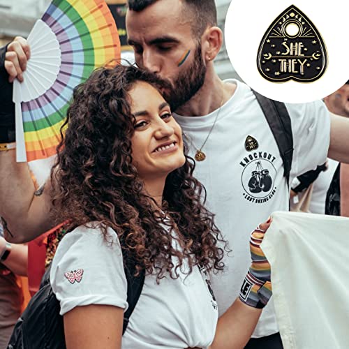 Image of LGBTQ Pronouns Heart Pin - Lgbtq Pins For Pride Parade, Daily Wear(Free 1pc Pride Sticker Included)