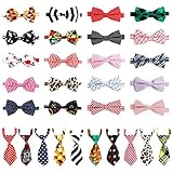 Segarty Dog Neckties and Bow Ties, 30pcs Adjustable Dog Ties and Bowties for Small Puppy Medium Large Boy Girl Dog Cat Pet as Grooming Accessories, Festival Wedding Holiday Tie Gift