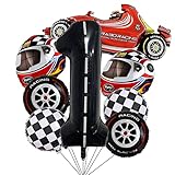 Stcomart 8 PCS Race Car Party Decorations, Black Number 1 Balloon Checkered Balloons Tire Balloons f