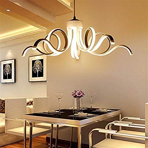 Lustre LED spirale suspension acrylique aluminium éclairage intérieur jaune