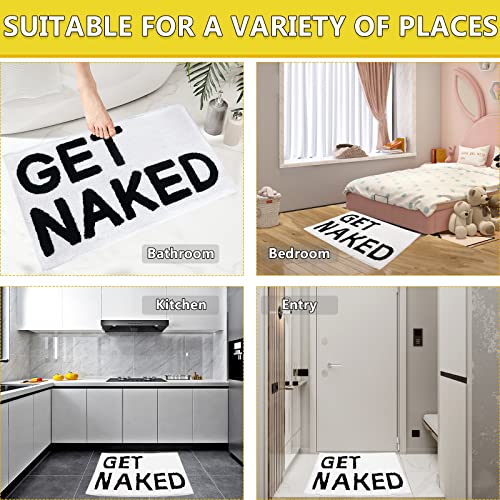 Firecos Get Naked Bath Mat Bathroom Rugs Non-Slip Doormat Microfiber Absorbent Bath Shower Mat Bath Rug for Bedroom Bathroom Decoration (Black - Image 3