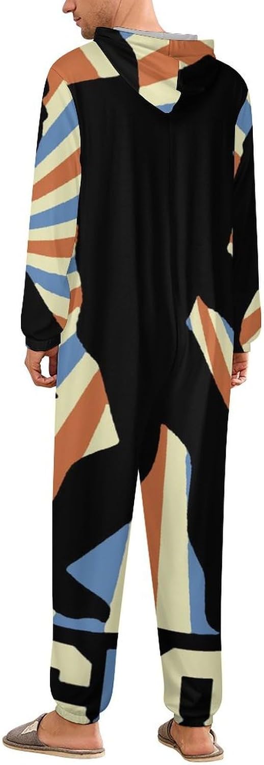 Bigfoot Vintage Sasquatch Adult Pajamas Onesie with Hood Pocket Jumpsuits One Piece Sleepwear
