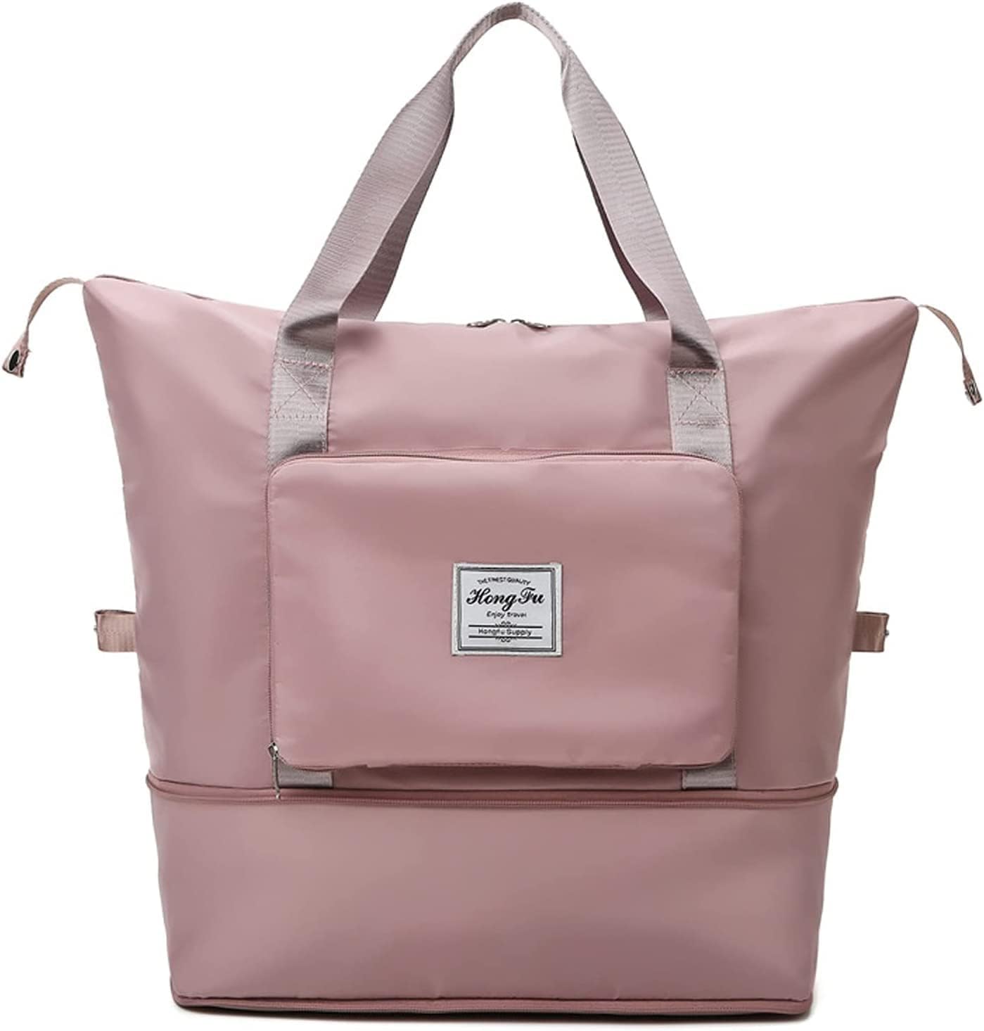 Nylon 50 Cms Travel Duffel Bag,Overnight Shoulder Bag,Weekender Carry On for Women,Women's Travel Bags Shoulder Weekender Overnight Bag (Simple Bag)(Pink)-image-21