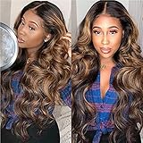 30 Inch Glueless 4/27 Highlight Wig Brazilian Body Wave Human Hair Wigs Ombre Brown Honey Blonde...