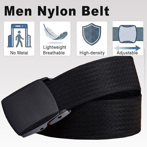 Image of WYuZe Mens Nylon Web Belt No Metal Nickel-Free Military Tactical Hiking Belt
