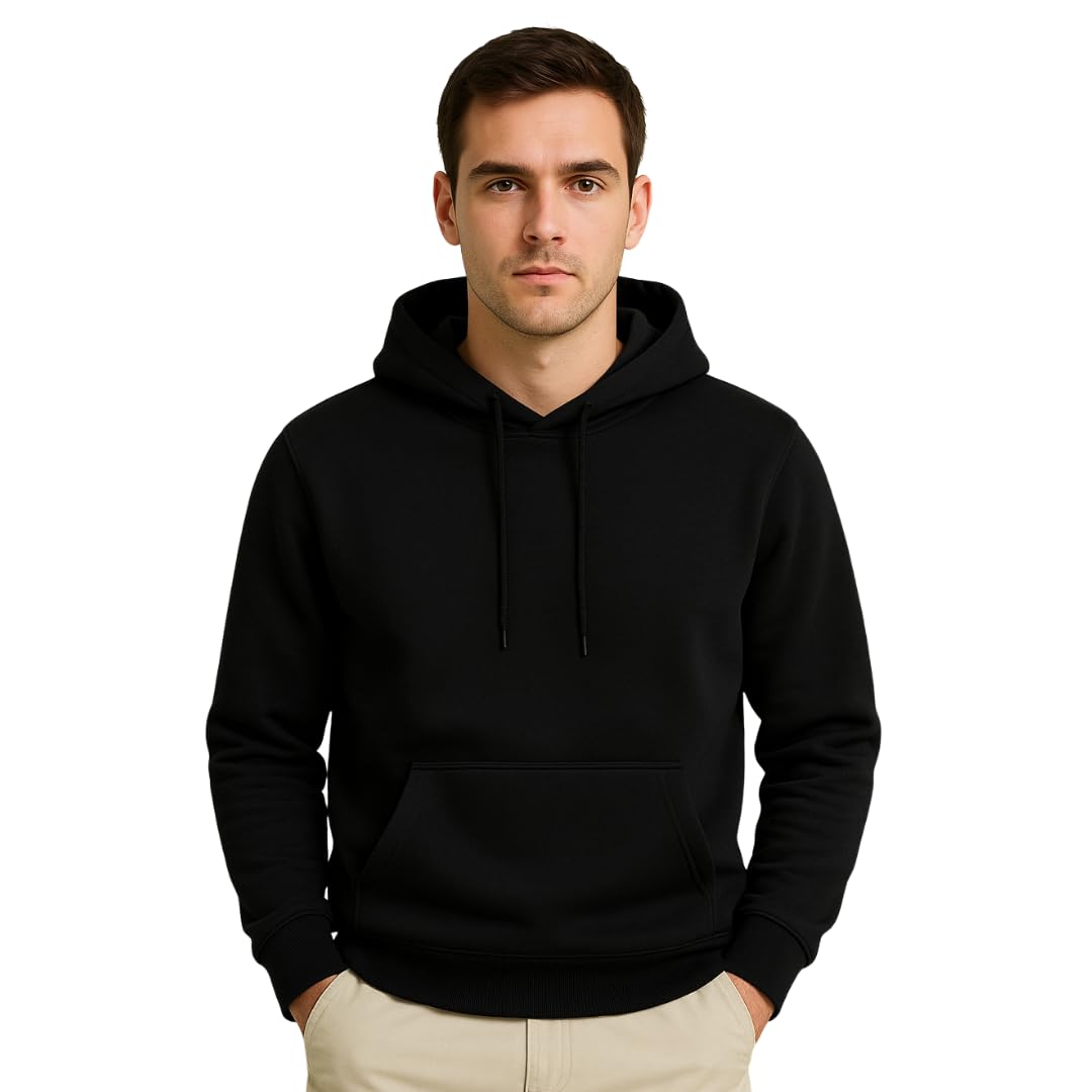 outfitgoal Men’s Hoodie – Plain Solid Color Cotton Fleece | Classic Regular Fit Pullover for Winter | Soft & Comfortable Casual Wear-picture-36