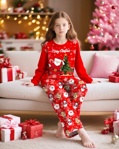 Sylfairy Girls Pajamas Pjs Set Kids Long Sleeve and Pants Casual Girls Sleepwear Lounge Clothes Set Big Kid Size 7-163