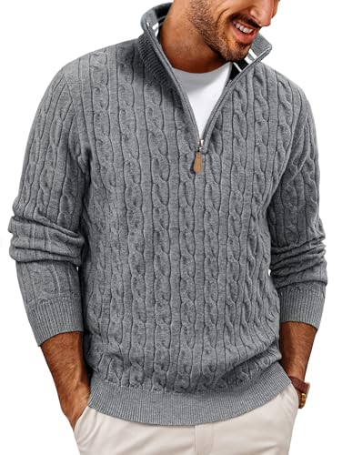 PJ PAUL JONES Men's Quarter Zip Pullover Sweater