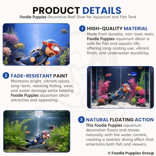 Image of Foodie Puppies Aquarium Resin Cute Diver - (Diving + CameraMen) Cute Little Diver Decoration for Home Office, Creative Fish Tank Accessories, Decorations, Marine Landscaping