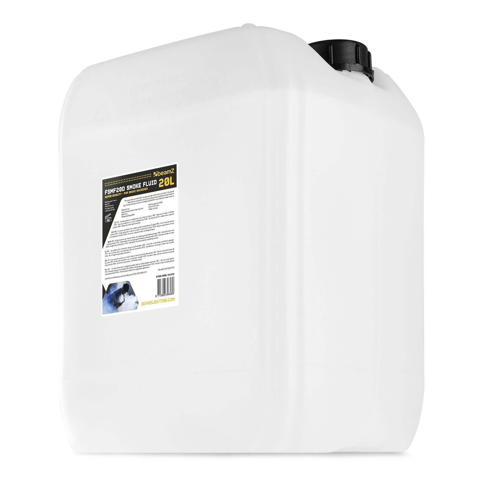 BeamZ Liquide pour Machine à Fumée 20L - Haute Densité, Haute Performance, ne Laisse Pas de Résidus, Biodégradable, Non Toxique pour la Santé et l'environnement