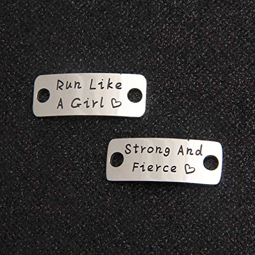 bobauna Shoe Lace Tag Strong And Fierce Inspirational Trainer Tags Gift For Runner Marathon gift (run strong fierce)4