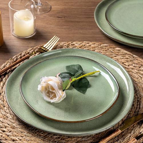 Image of AmorArc Ceramic Dinnerware Sets for 4, 12Pcs Plates and Bowls Sets Dishes | Stoneware Handmade Reactive Glaze Dinner Set, Highly Scratch Resistant | Dishwasher & Microwave Safe Dishware
