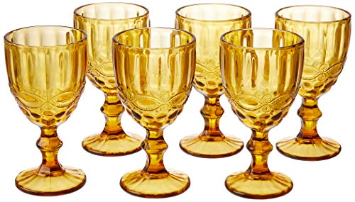 Conjunto 6 Taças para Água de Vidro Libélula Lyor Âmbar 260Ml