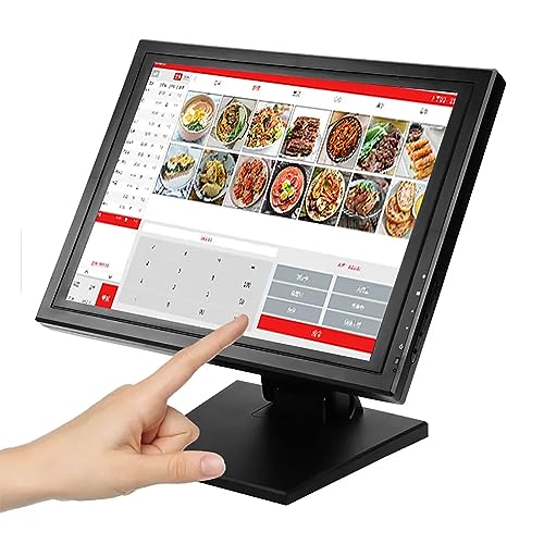 Image of Multi-Touch Monitor, 15-Inch Capacitive Touchscreen Monitor with VGA and HDMI Port, 1024 * 768 Resolution and Adjustable Base Angle, for Cashier, Restaurant Ordering, Warehouse, Retail, Gym