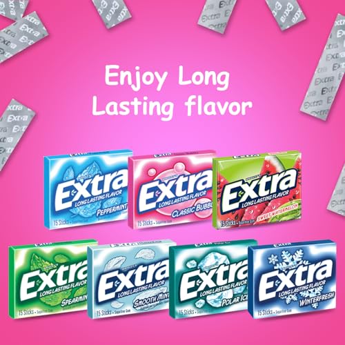 Assorted Chewing Gum, Variety pack Of Extra Long Lasting Flavors, Sugar Free, Receive 8 Flavors plus 1 Extra pack (9 Pack), 1 Sticker Of Our Logo, Package by Bitetwist