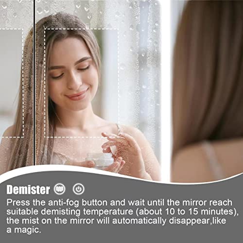 Janboe 24 Inch X 28 Inch Illuminated Led Mirror Cabinet For Bathroom Stainless Steel Wall Mounted Medicine Cabinet With Double Touch Switches For 3 Color Change, Dimmer And Anti-Fog Function #TOP3