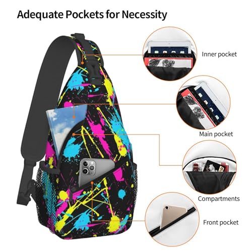 Neon Splatter ink Crossbody bags for women Men Sling Bag Travel Chest Backpack Leisure Sports Outdoor Running Hiking4