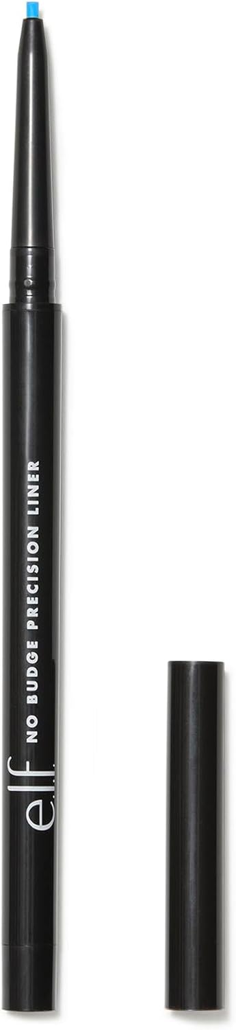 e.l.f. No Budge Precision Eyeliner Long Lasting Creamy Eyeliner with Ultra Fine Tip for Precise Applying Vegan and Cruelty-Free, Cerulean, 0.1 g