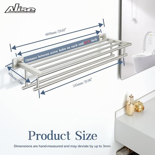 Wall Mount Towel Rack with Double Bars for Bathroom, Stainless Steel - 24 Inch