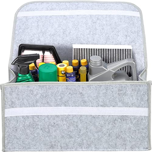 Image of House of Quirk Car Trunk Organizers Large Anti Slip Car Trunk Compartment Boot Utensils Storage Organizer Utility Tool Bag (Big Light Grey) (Felt)