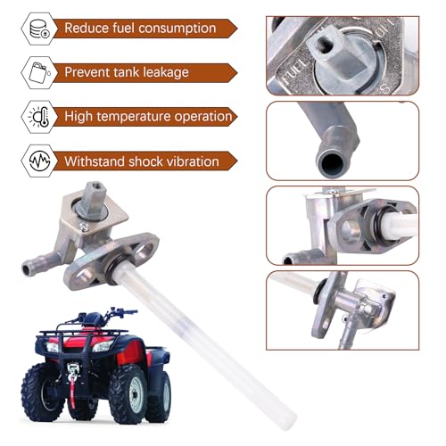 Image of Fuel Valve Petcock with Lever Screw Compatible with Honda Recon 250 TRX250 TE /TM Rancher 350 420 Foreman 400 Foreman 450 FourTrax Foreman Rubicon 500 TRX350 400 420 500 16950-HN7-003 16963-HM8-000ZA