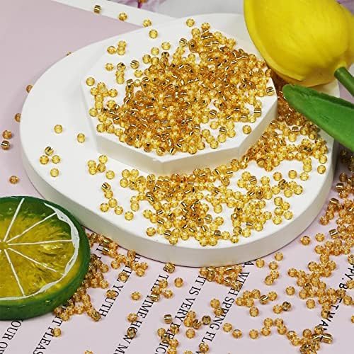 Transparent Gold Seed Beads200 Grams About 6500pcs, 3mm 8/0 Glass Craft Beads for Making Earrings, Bracelets, Pendants, Waist Jewelry,DIY Handmade Seed Beads（Transparent Gold ） - Image 2