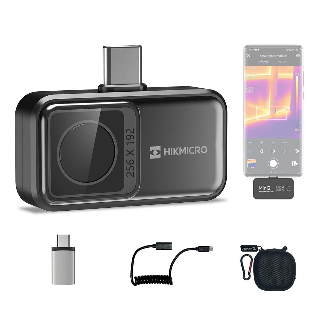Termocamera HIKMICRO Mini2 Android, risoluzione IR 256 x 192, termocamera per Android, frequenza di aggiornamento 25 Hz, grandangolo 50°, 49.152 pixel, da -20 °C a 350 °C, USB-C (non per iPhone)
