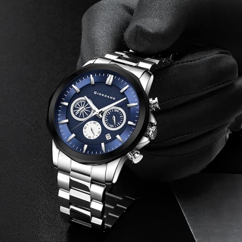 Image of Giordano Multi-Function Analog Watch for Men with Textured Dial, Classic Stainless Steel Strap and Date Function