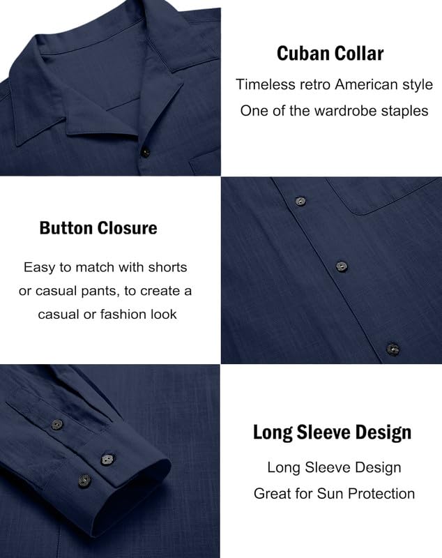 Image of Combo of Men's Casual Cotton Blend Shirt || Long Sleeve Button Down with Spread Collar | Lightweight Breathable Fabric | Stylish Solid Shirt for Beach, Office & Everyday Wear Pack of 2