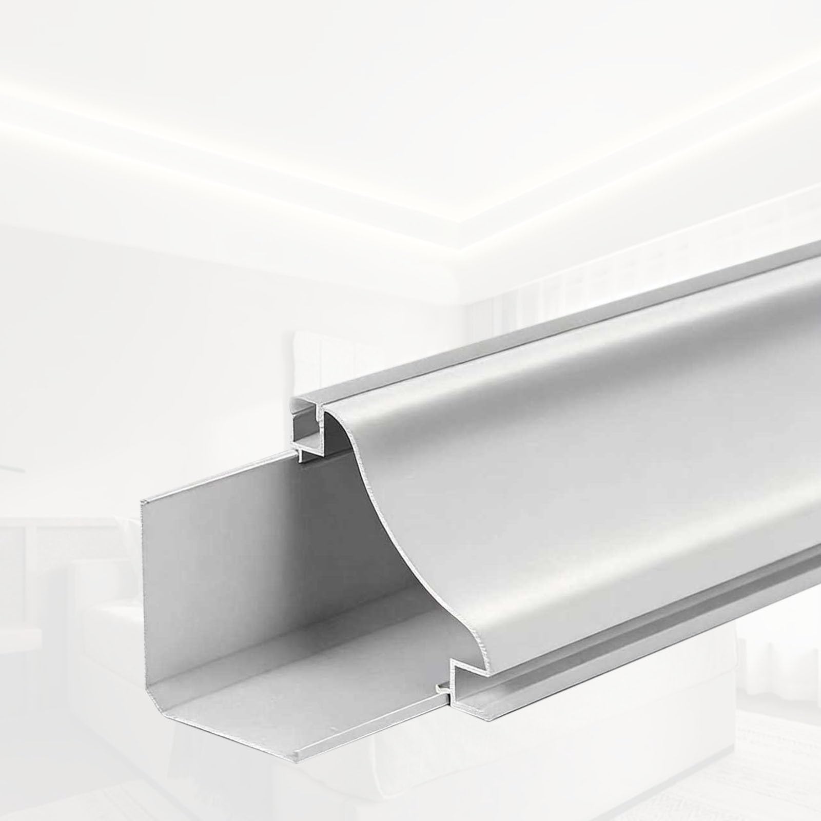 GFLPSQIA Led Ceiling Trim Light Molding, White Aluminum Profile Baseboard Lighting for Living Room/Kitchen, Indirect Lighting, Surface Mounted Crown Molding(L 3.5m)