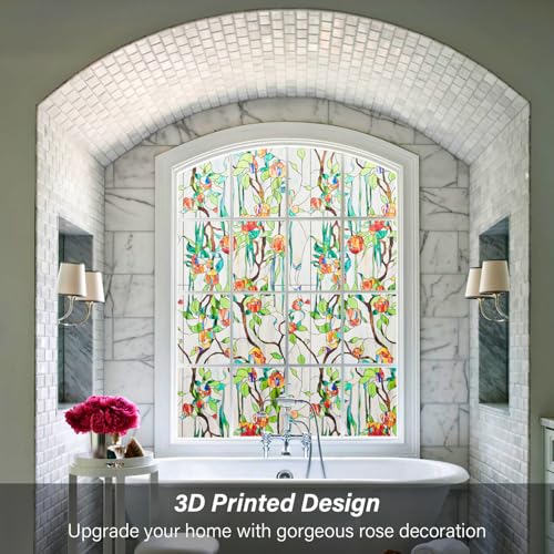 Vinilo decorativo para ventana privacidad efecto 3D rosa miniatura 4