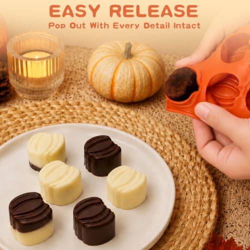 Image of HKNMTT 2Pcs Pumpkin Silicone Molds 24-Cavity Halloween Fall Chololate Molds