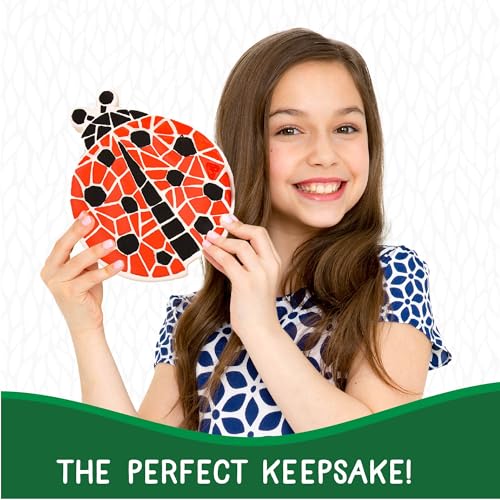 Image of Creative Roots Mosaic Ladybug Stone, Includes 7-Inch Ceramic Stepping Stone & 6 Vibrant Paints, DIY Garden Stepping Stone Kit for Kids Ages 6+