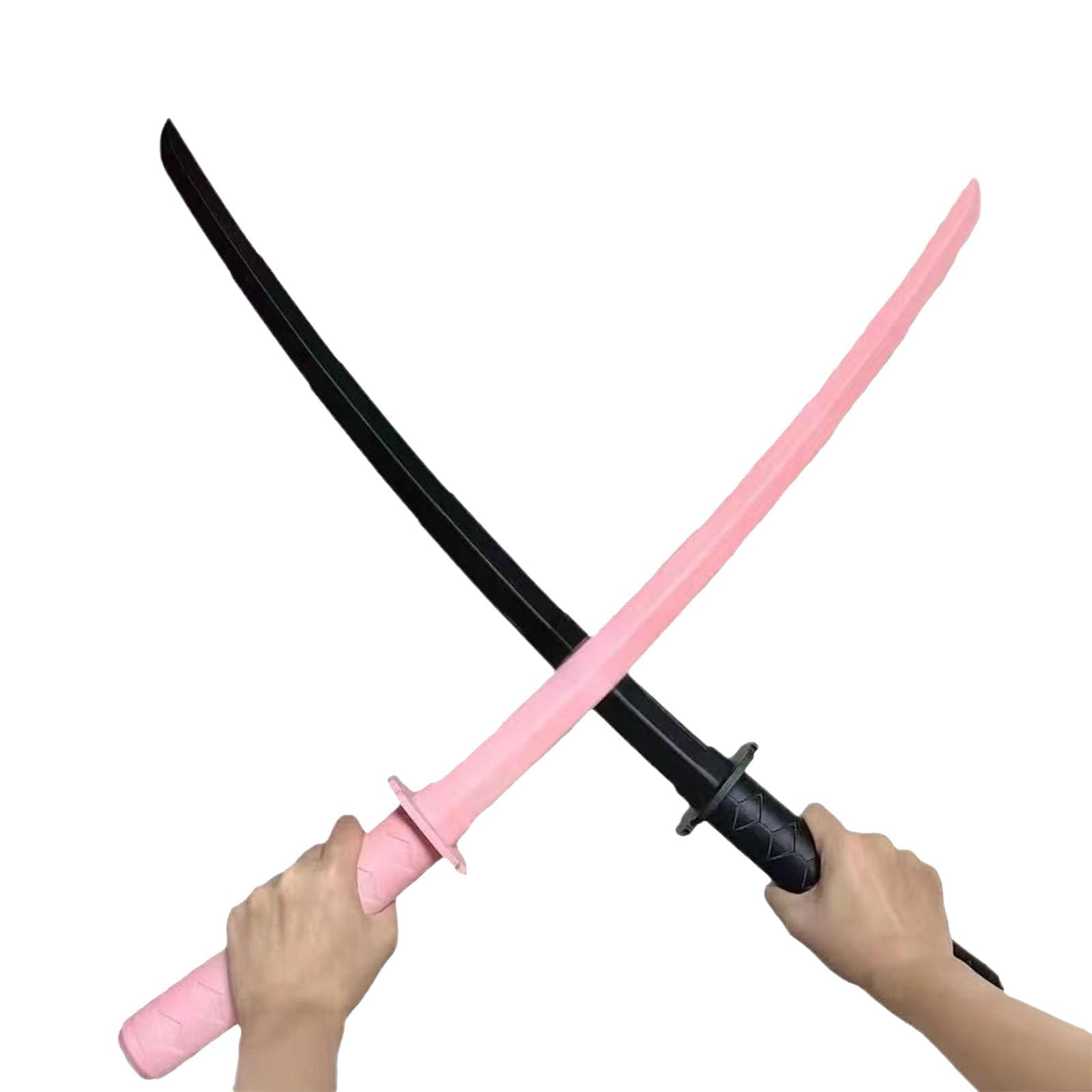 AMARONE 3D Printed Gravity Retractable Samurai Sword Model Toys, Plastic 3D Print Retractable Sword, Telescopic Katana Toy, Creative Decompression Super Healing Tricky Toy, 2pcs (Color : Black+Pink)