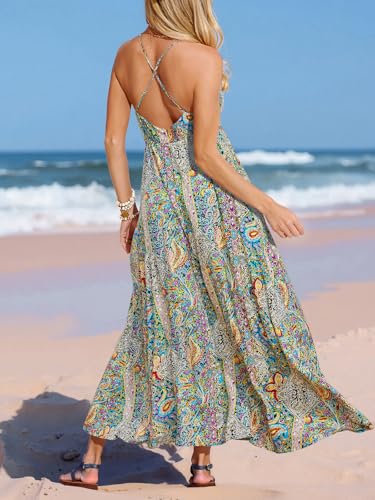Image of CUPSHE Womens Summer Maxi Dress 2026 Sleeveless Long Sundresses Spaghetti Strap Flowy Boho Beach Vacation Dress